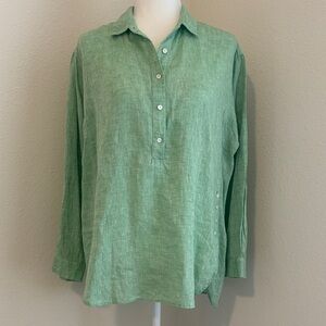 J McLaughlin Green Linen Women's Blouse